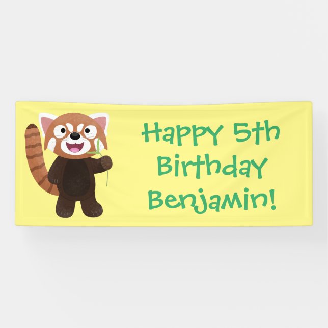 Niedliche Abbildung eines roten Panda-Cartoon Banner (Horizontal)
