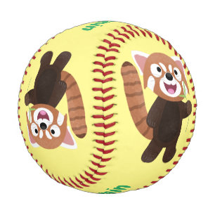 Niedliche Abbildung eines roten Panda-Cartoon Baseball