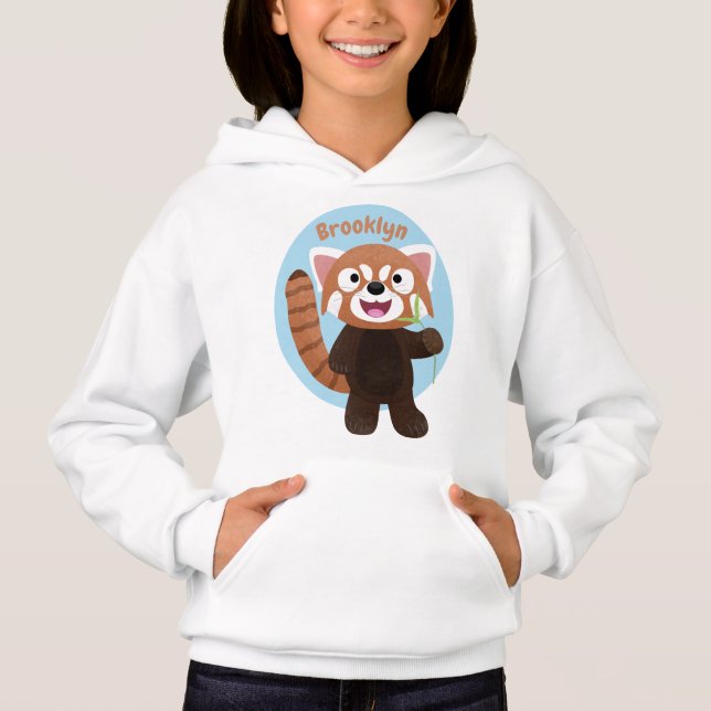 Niedliche Abbildung eines roten Panda-Cartoon Hoodie (Vorderseite)