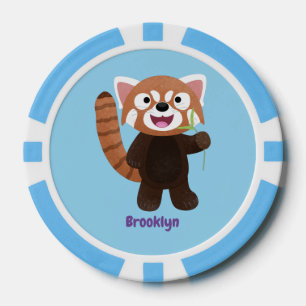 Niedliche Abbildung eines roten Panda-Cartoon Pokerchips