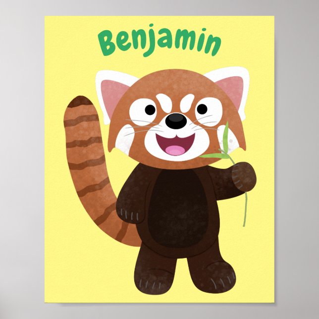 Niedliche Abbildung eines roten Panda-Cartoon Poster (Vorne)