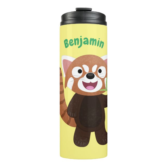 Niedliche Abbildung eines roten Panda-Cartoon Thermosbecher (Vorderseite)