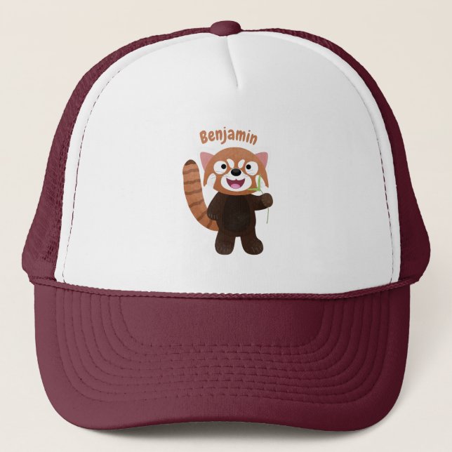 Niedliche Abbildung eines roten Panda-Cartoon Truckerkappe (Vorderseite)