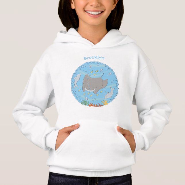 Niedliche Abbildung von Mantarochen und Blasen Car Hoodie (Vorderseite)