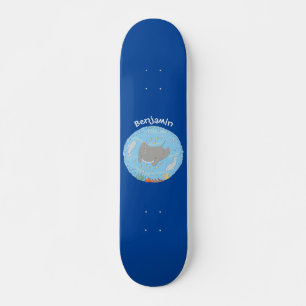 Niedliche Abbildung von Mantarochen und Blasen Car Skateboard