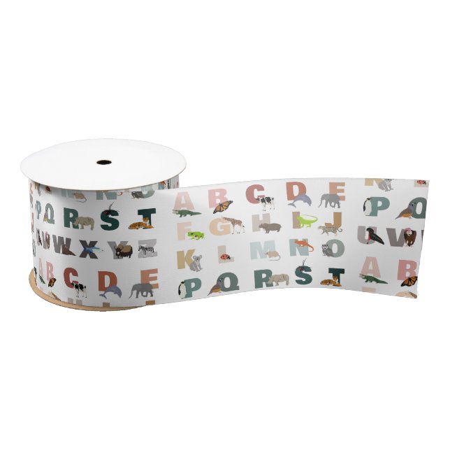 Niedliche ABC-Tiere Satinband (Spule)