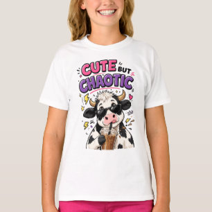 Niedliche, aber chaotische Kuh mit Eiskaffee T-Shirt