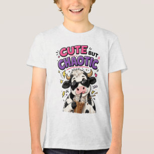 Niedliche, aber chaotische Kuh mit Eiskaffee Tri-Blend Shirt