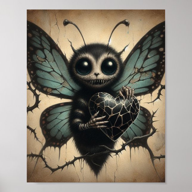 Niedliche, aber cremefarbene Vampirschmetterling m Poster (Vorne)