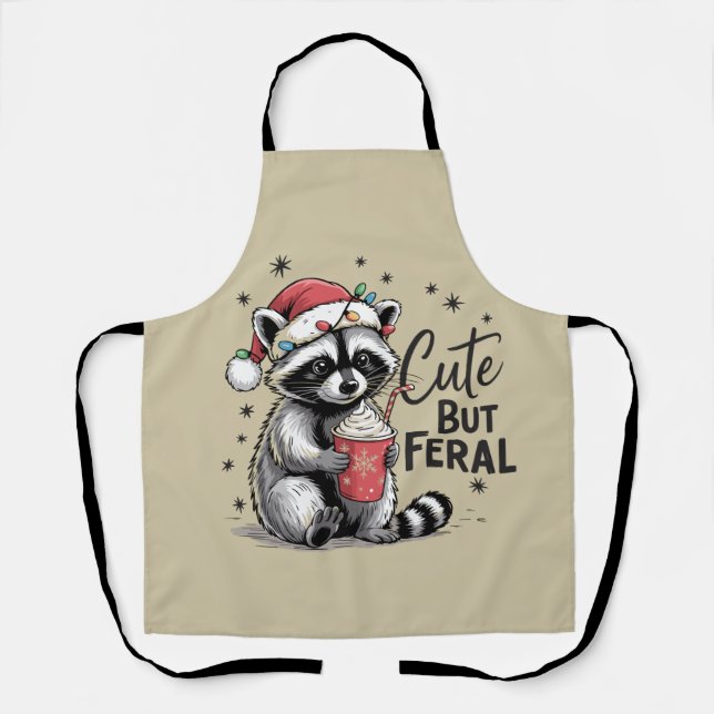Niedliche aber Wilde Weihnachten Raccoon Süße Tier Schürze (Vorderseite)