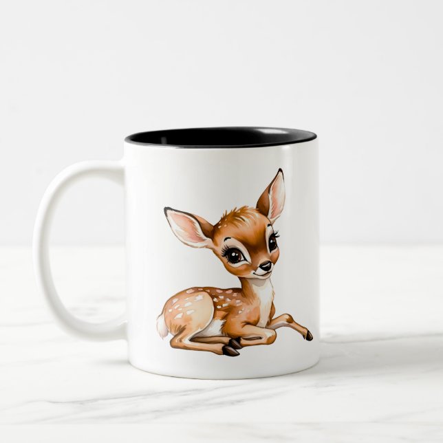 Niedliche Abkühlung, Hirschgeschenk, Zweifarbige Tasse (Links)