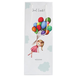 Niedliche Abschiedsmädchen mit Balloons-Rente Geschenktüte Für Weinflaschen