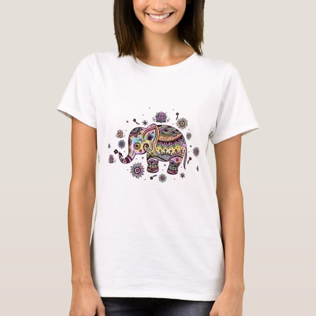 Niedliche Abstrakte Baby Elephant Illustration T-Shirt (Vorderseite)