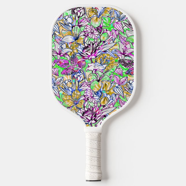 Niedliche abstrakte Blume Gepäckanhänger Pickleball Schläger (Vorderseite)
