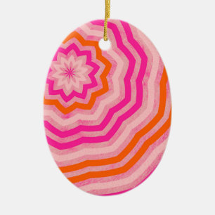 Niedliche Abstrakte Blume Rosa und Orange Keramik Ornament