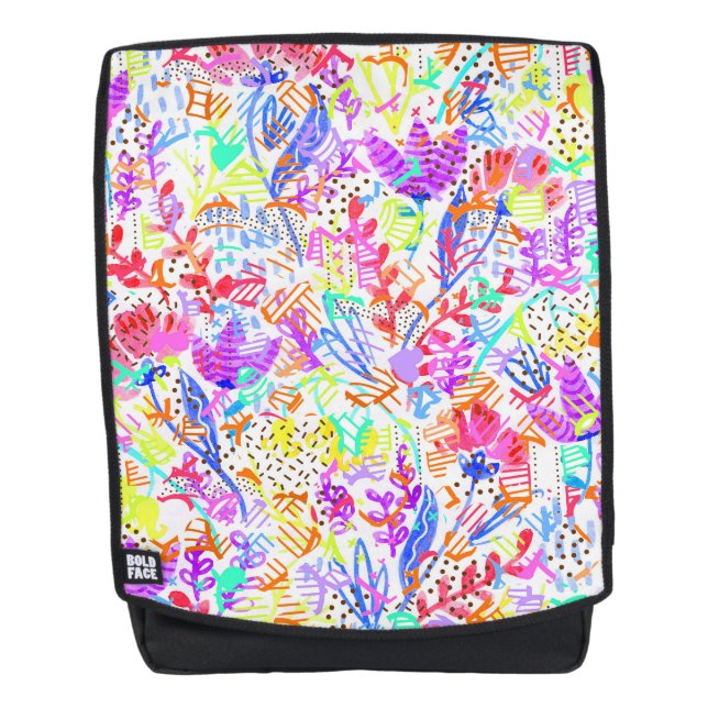 Niedliche abstrakte Blume Rucksack (Vorderseite)