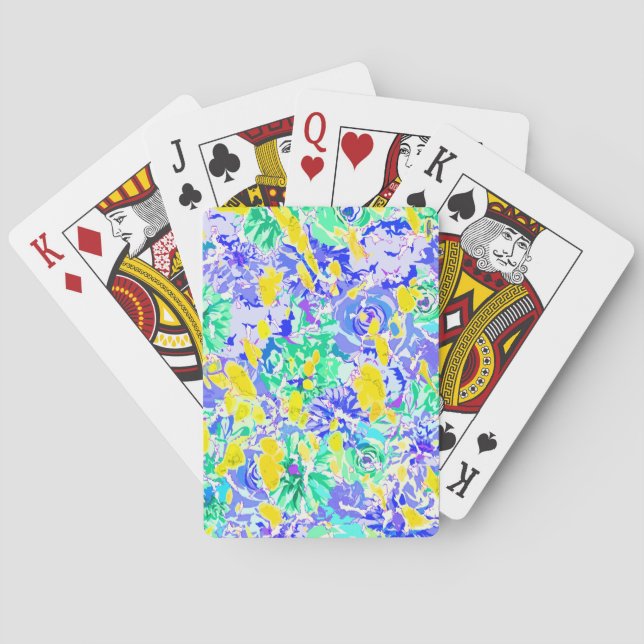 Niedliche abstrakte Frühlingsblumen Spielkarten (Rückseite)
