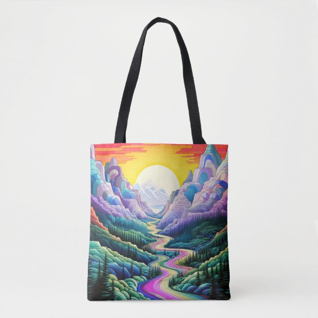 Niedliche Abstrakte Landschaftliche Landschaftsbil Tasche (Vorderseite)