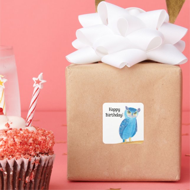 Niedliche Abstrakte Owl Happy Birthday Stickers (Party)