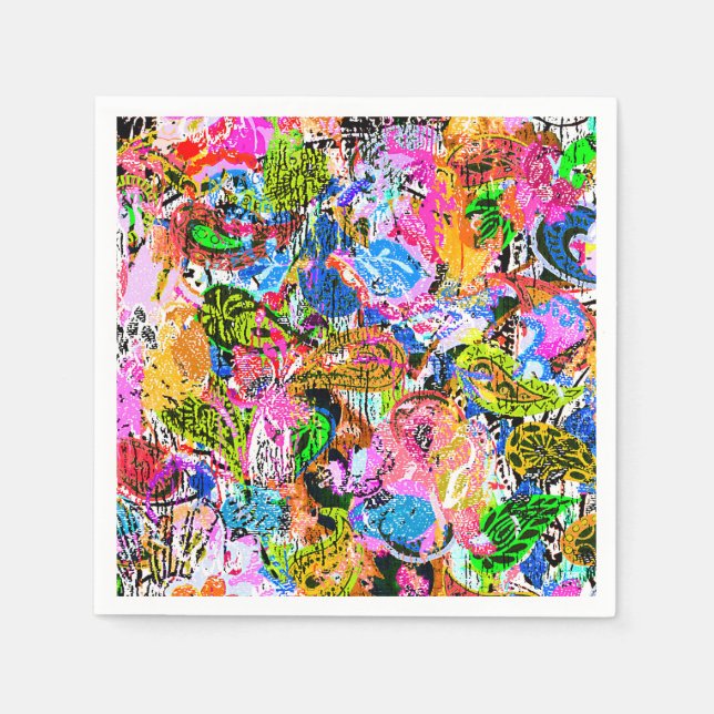 Niedliche abstrakte Paisley-Blume Serviette (Vorderseite)