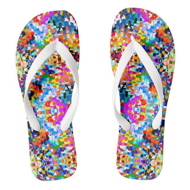 Niedliche abstrakte Quadrate Flip Flops (Fußbett)