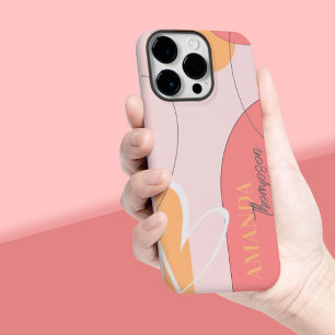 Niedliche Abstrakte rosa gelbe Linie Name Herzkuns Case-Mate iPhone 14 Pro Max Hülle