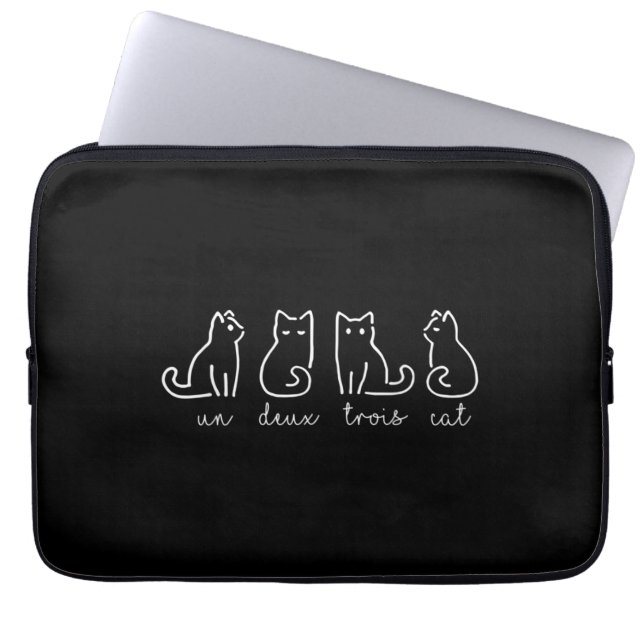 Niedliche Abstrakte Un Deux Trois Cat Französisch  Laptopschutzhülle (Vorderseite)