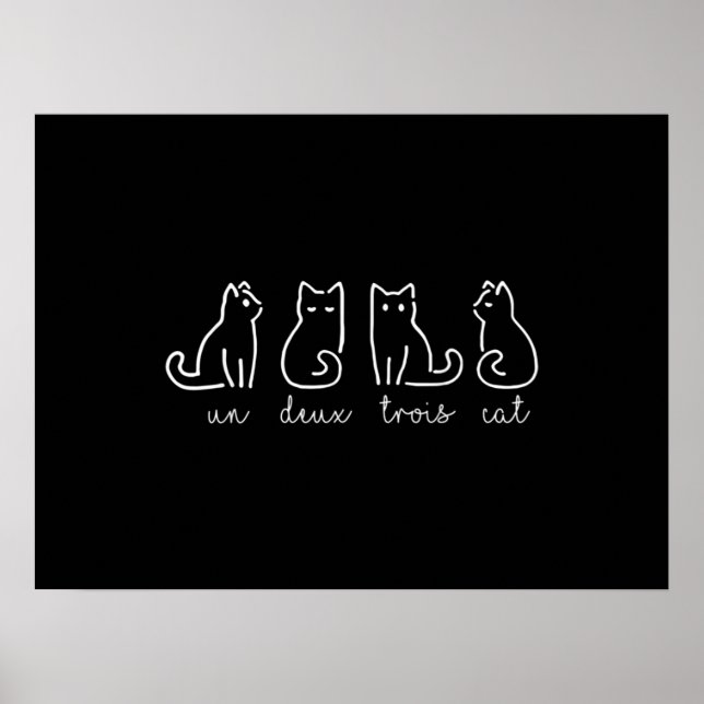 Niedliche Abstrakte Un Deux Trois Cat Französisch  Poster (Vorne)