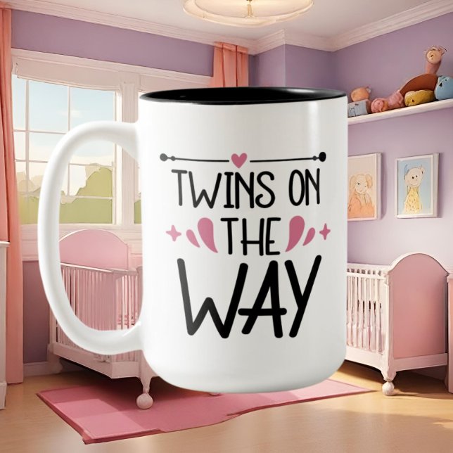 Niedliche Add Message Twins kommen Zweifarbige Tasse (Von Creator hochgeladen)