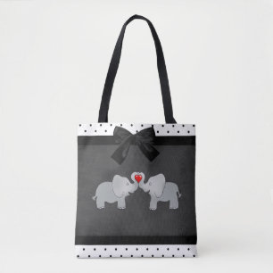 Niedliche Adorable Elefanten, Polka-Punkte, Schwar Tasche