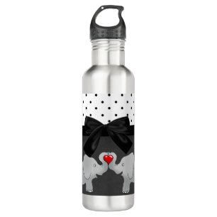 Niedliche Adorable Elefanten, Polka-Punkte, Schwar Trinkflasche