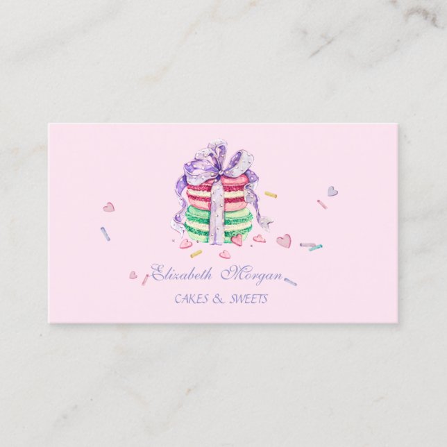 Niedliche Adorable Elegante Macarons, Süßigkeiten  Visitenkarte (Vorderseite)