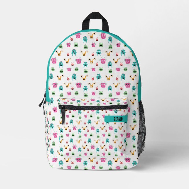 Niedliche Adorable Monsters farbenfrohe Kleinkinde Bedruckter Rucksack (Vorderseite)