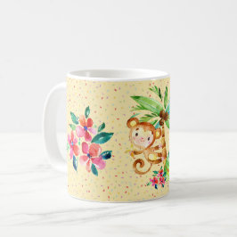 Niedliche Affen Blume und Confetti Kaffeetasse