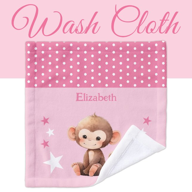 Niedliche Affen geben den Namen polka dots stars p Waschlappen (Von Creator hochgeladen)