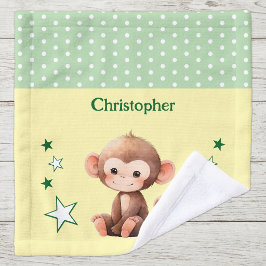 Niedliche Affen geben Namen polka dots Sterne grün Waschlappen
