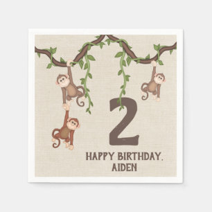 Niedliche Affen Kind zum zweiten Geburtstag Serviette