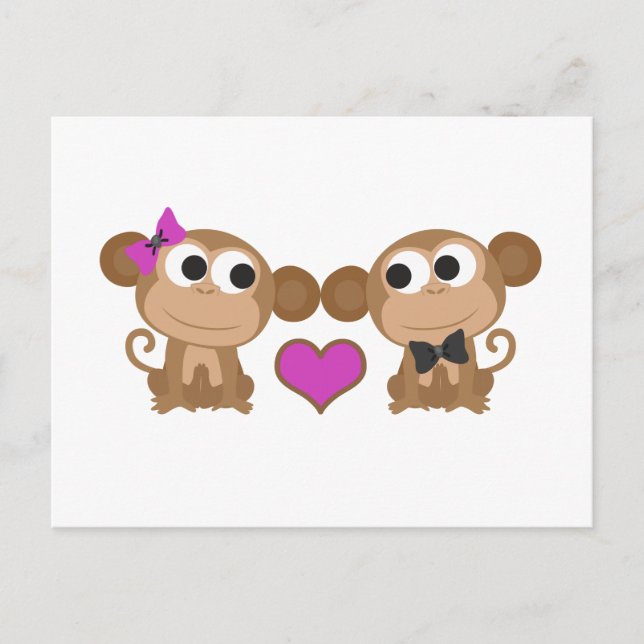 Niedliche Affen-Liebe Postkarte (Vorderseite)