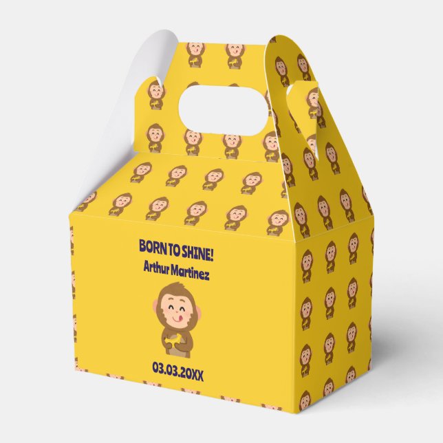Niedliche Affen Thema Kinderdusche Geschenkschachtel (Vorderseite)