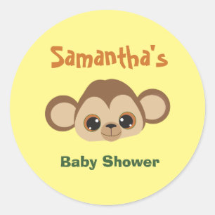 Niedliche Affen Themed Baby Dusche Runder Aufkleber