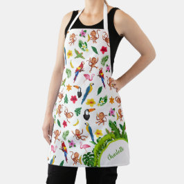 Niedliche Affen und Bananen in Jungle Pattern Küch Schürze