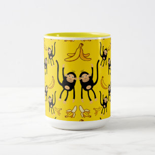 Niedliche Affen- und Bananenwerbung Zweifarbige Tasse