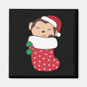 Niedliche Affen zu Weihnachten Strumpf zu Weihnach Magnet