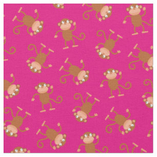 Niedliche Affenkinder Baby Kinderzimmer Pink Stoff