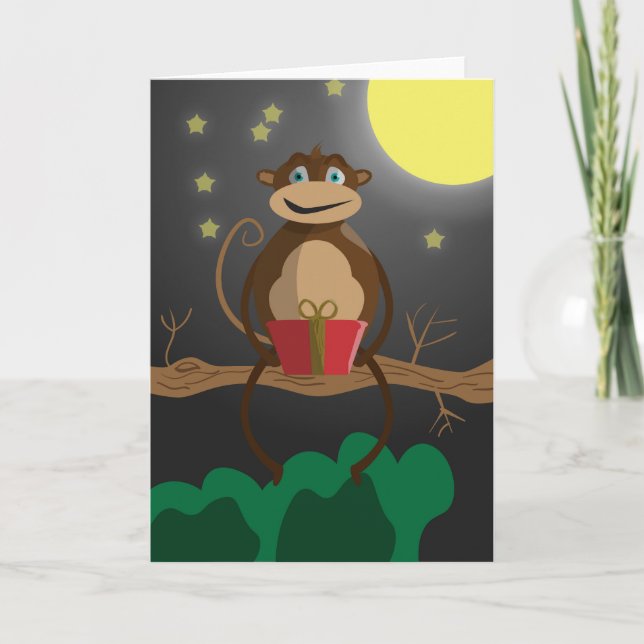 niedliche Affenvalentine Feiertagskarte (Vorderseite)