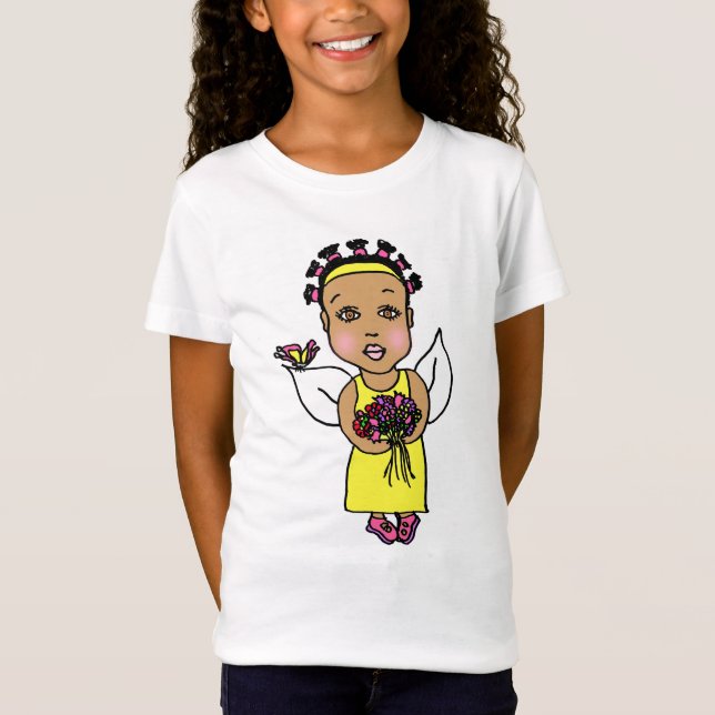 Niedliche afrikanisch-amerikanische Fee Whimsical  T-Shirt (Vorderseite)