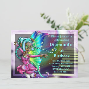 Niedliche Afrikanische Amerikanische Fairy Birthda Einladung