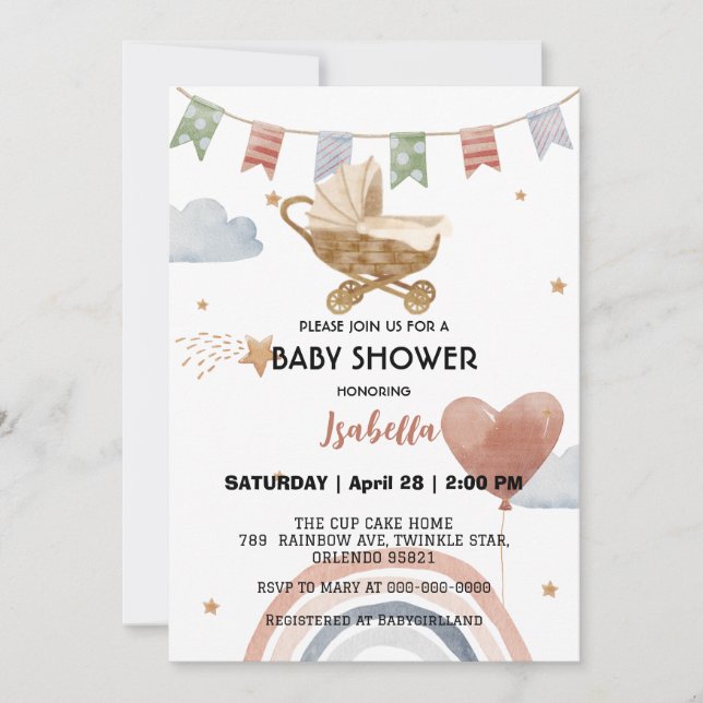 Niedliche afrikanische Mädchen Babydusche Einladung (Vorderseite)