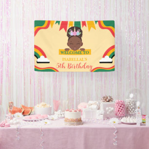Niedliche afro einhornamerikanische Mädchen Geburt Banner