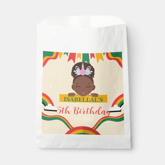 Niedliche afro einhornamerikanische Mädchen Geburt Geschenktütchen (Vorderseite)